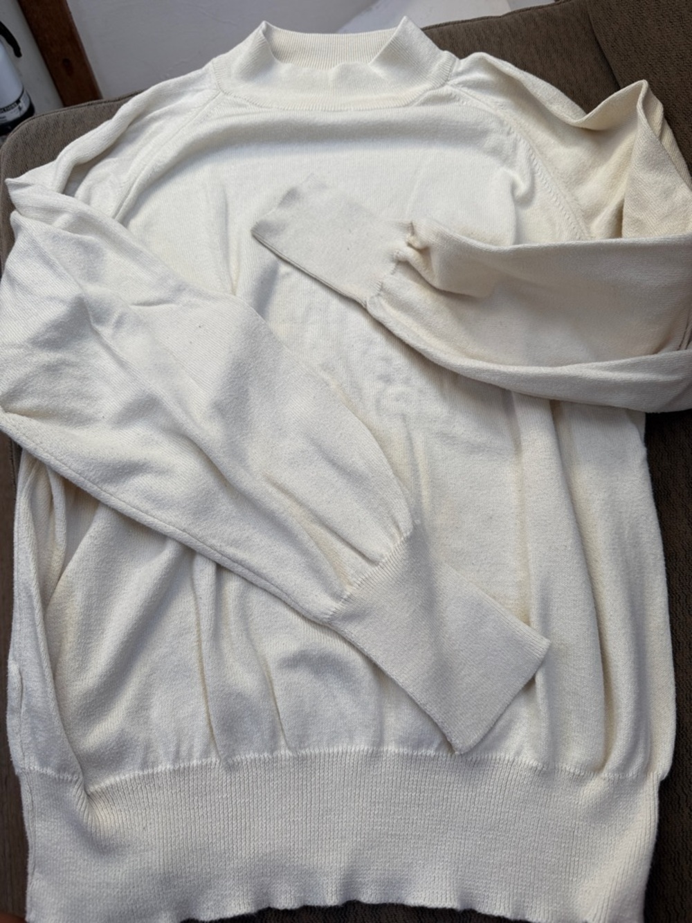 Cream Turtleneck Sweater - Lightweight Cowl Neck Knit